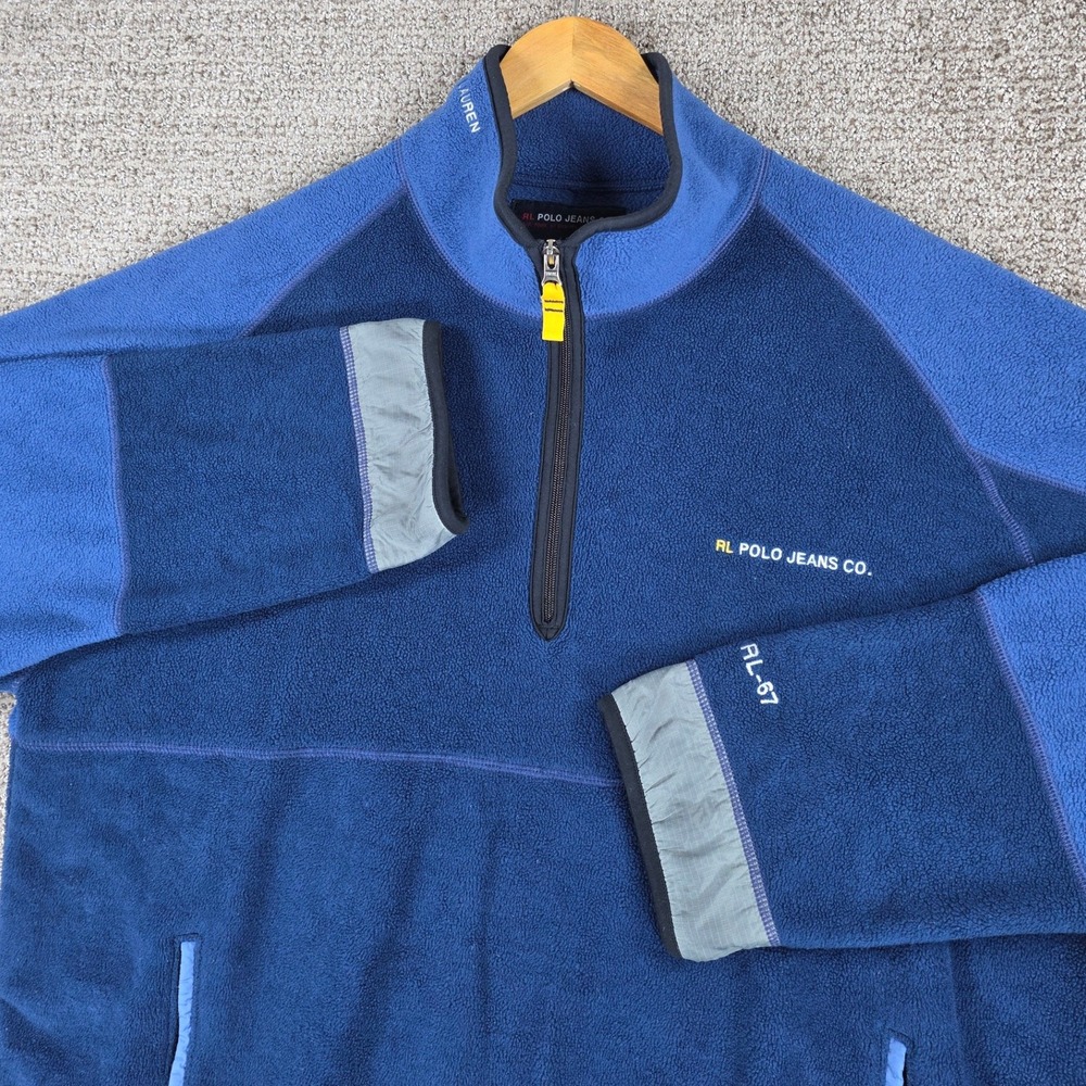 Ralph Lauren Polo Jeans Co. Fleece Half Zip Pullover Jacket Blue‎ Men's XL RL-67